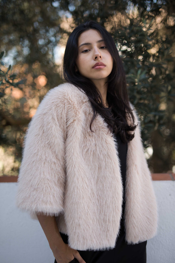 Chaqueta Lugano de pelo sintético suave – elegante, talla única 38-46