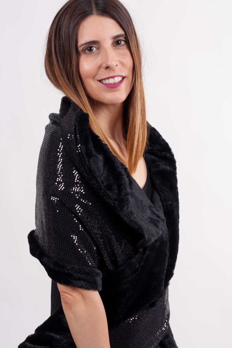 Estola de Fiesta de Lentejuelas Cannes con pelo sintetico