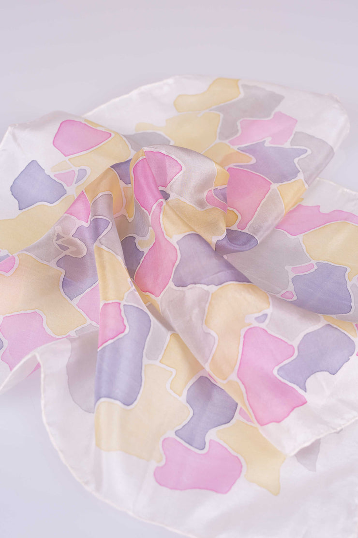 Pañuelo Seda Natural Pongé Pintado a Mano 45x45cm