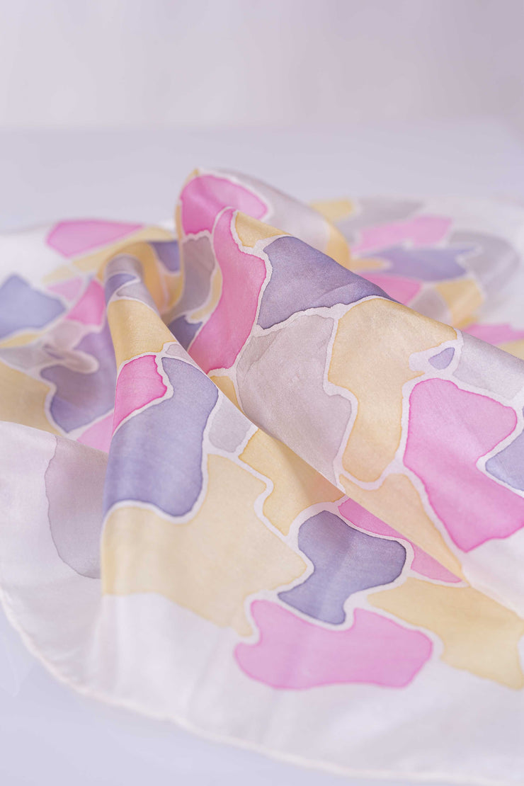 Pañuelo Seda Natural Pongé Pintado a Mano 45x45cm