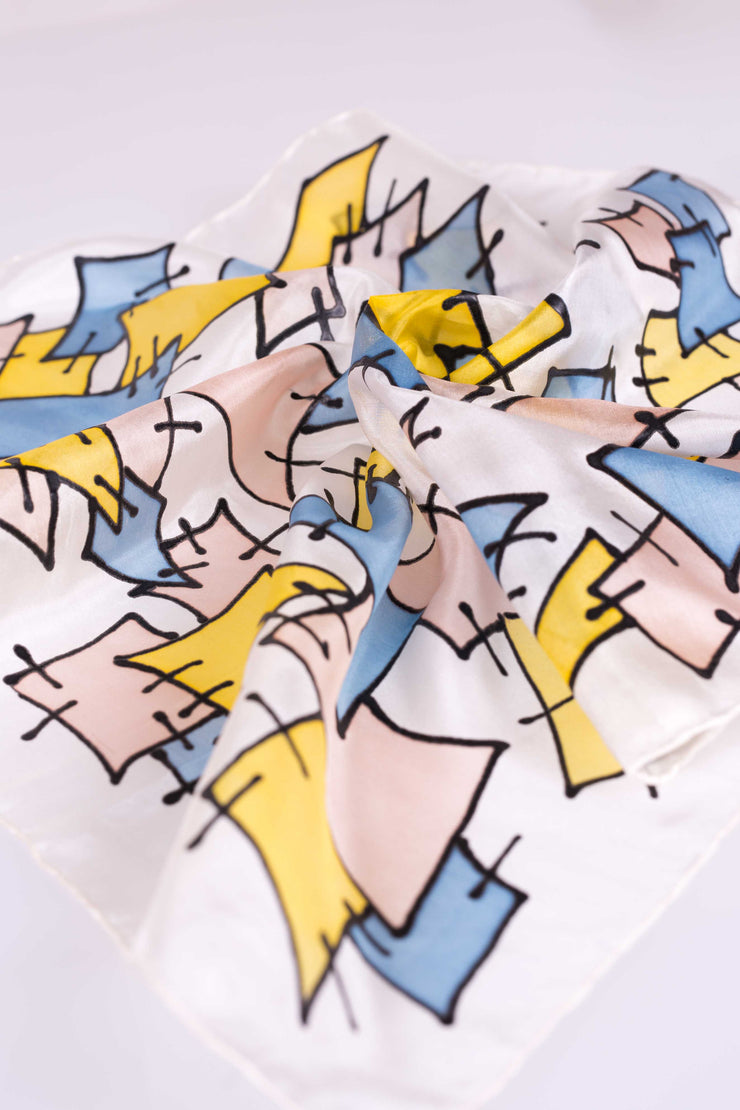 Pañuelo Seda Natural Pongé Pintado a Mano 45x45cm