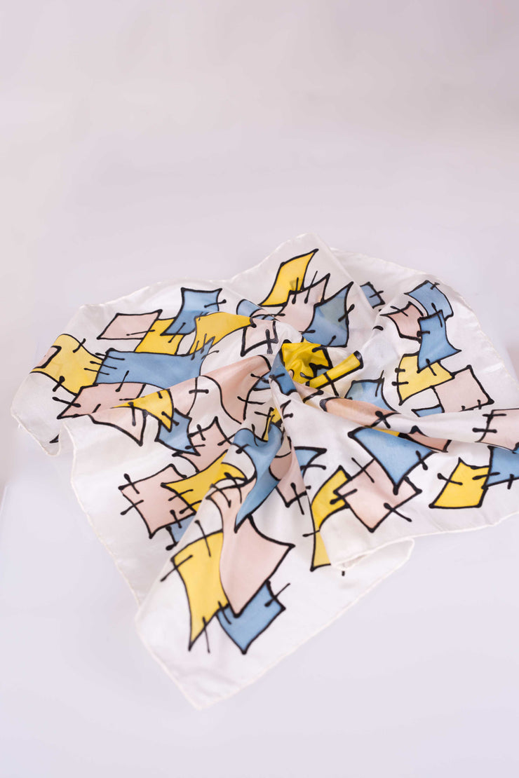 Pañuelo Seda Natural Pongé Pintado a Mano 45x45cm