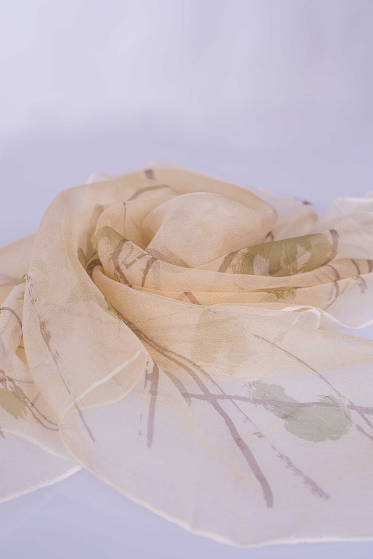 Pañuelo Cuadrado Gasa Seda Natural Pintado a Mano 55x55cm