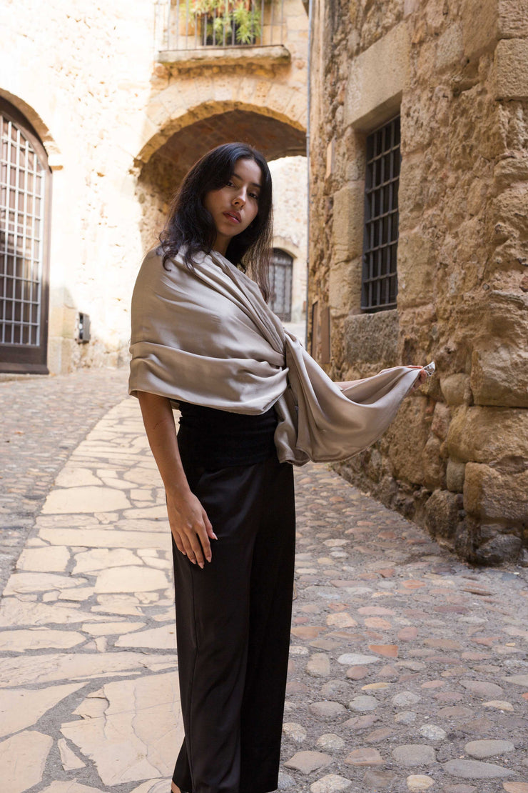 Chal Reversible Seda Natural y Lana