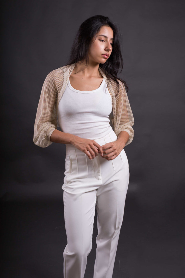 Torera Ivonne dorada de fiesta para mujer – Chaqueta elegante para bodas y eventos