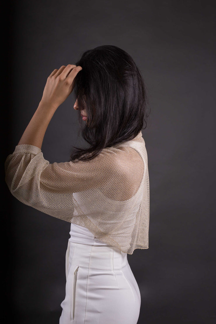 Torera Ivonne dorada de fiesta para mujer – Chaqueta elegante para bodas y eventos