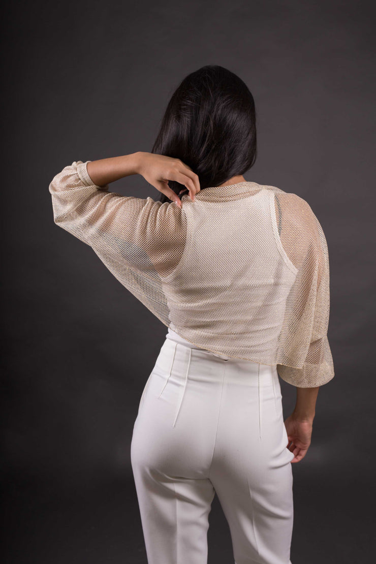 Torera Ivonne dorada de fiesta para mujer – Chaqueta elegante para bodas y eventos