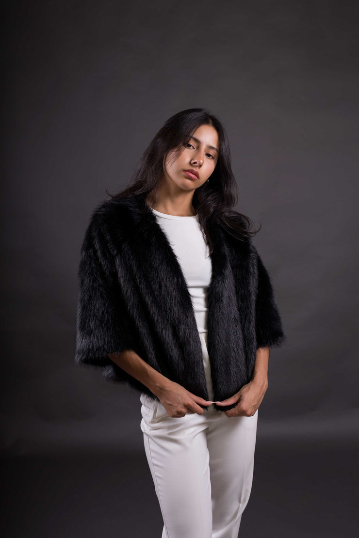 Chaqueta Lugano de pelo sintético suave – elegante, talla única 38-46