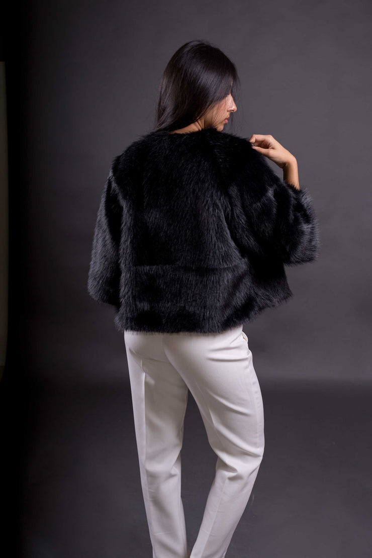 Chaqueta Lugano de pelo sintético suave – elegante, talla única 38-46