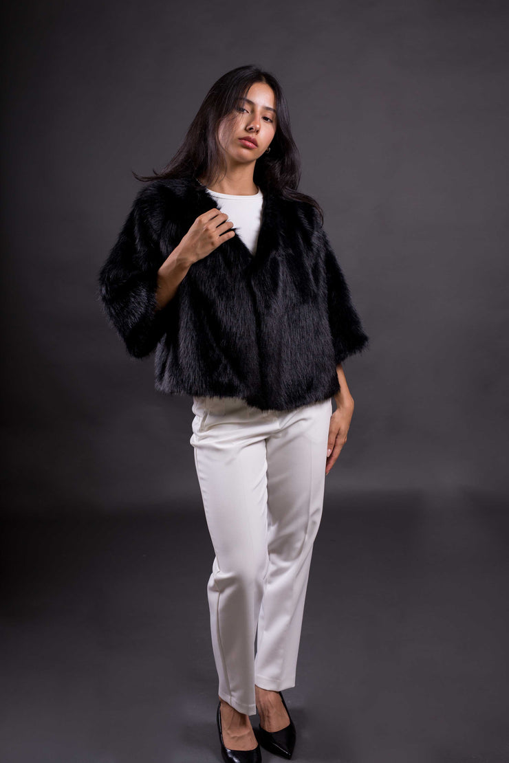 Chaqueta Lugano de pelo sintético suave – elegante, talla única 38-46