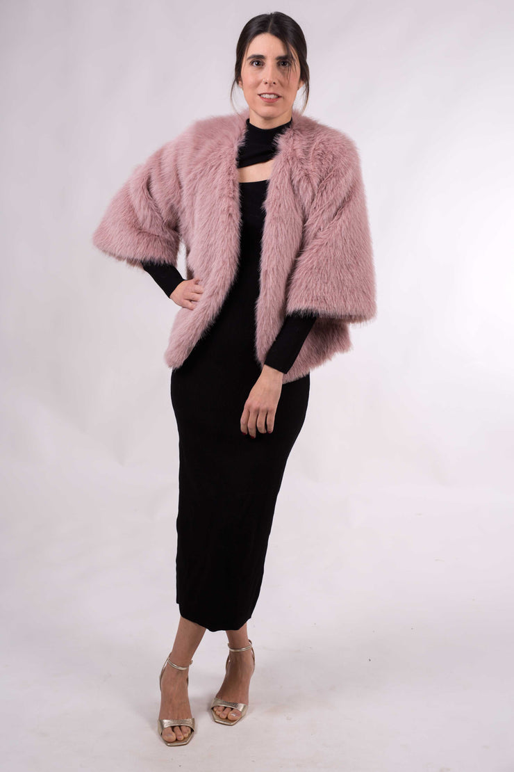 Chaqueta Lugano de pelo sintético suave – elegante, talla única 38-46