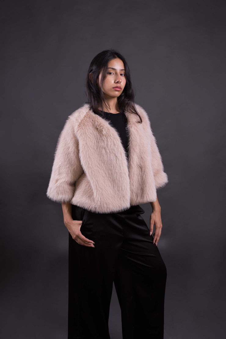 Chaqueta Lugano de pelo sintético suave – elegante, talla única 38-46