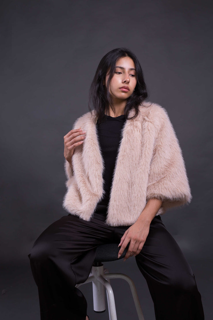 Chaqueta Lugano de pelo sintético suave – elegante, talla única 38-46