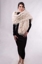 Chal de fiesta Tíboli ,elegante en piel sintética beige o negro – Estilo cálido y sofisticado para bodas y eventos