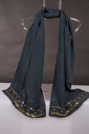 Estola Seda Natural Crepe bordada