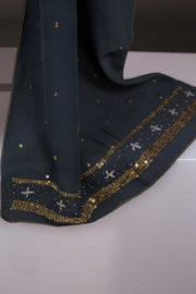 Estola Seda Natural Crepe bordada