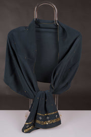 Estola Seda Natural Crepe bordada