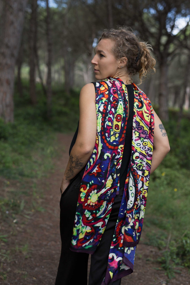 Chal seda natural estampado Liceu