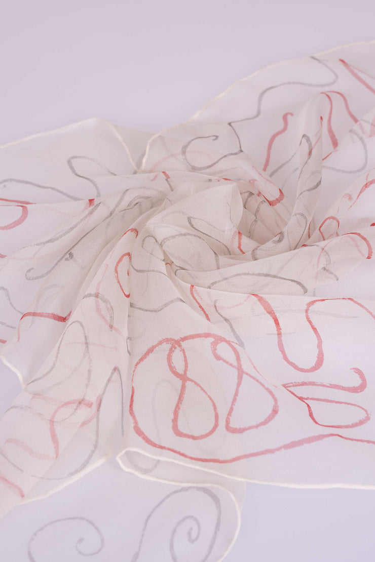 Pañuelo Cuadrado Gasa Seda Natural Pintado a Mano 55x55cm