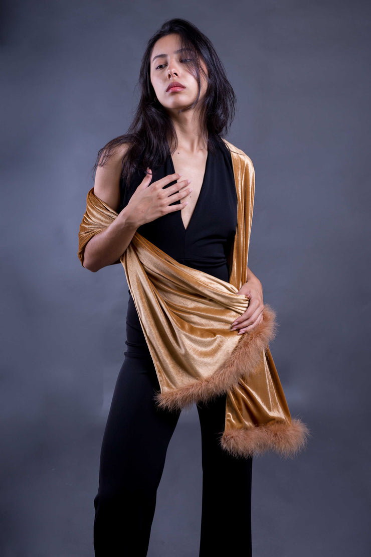 Chal Fiesta Velvet Con Plumas