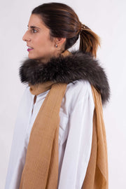 bufanda de lana con piel natural